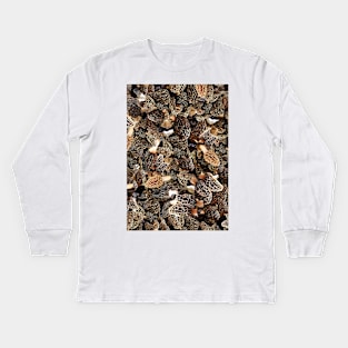 Mushroom Morel Camouflage Kids Long Sleeve T-Shirt